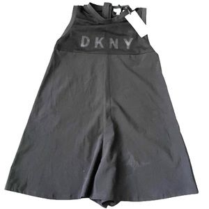 DKNY mesh top logo front black shorts romper size 8